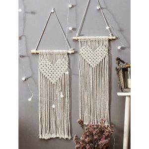 Boho Macrame Knitted Heart Wall Hanging